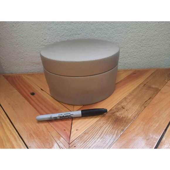 7"x 7" Round Carved Ceramic Box Gray - Threshold designed with Studio McGee - Picture 1 of 3